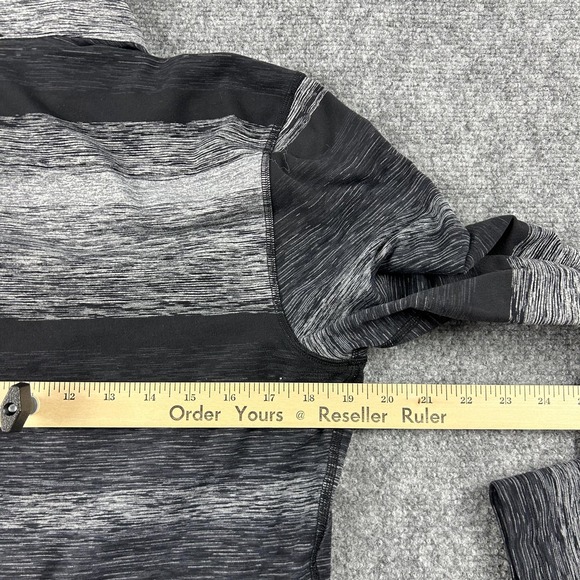 Lululemon Sweater Mens Medium Gray Black Striped Half Zip Pullover Athletic - Picture 5 of 6